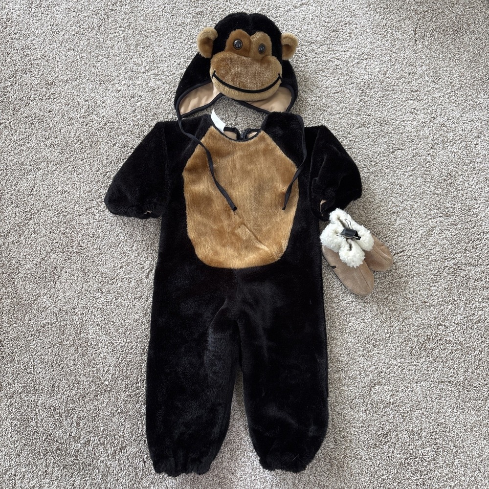 Jo-Ann Stores Monkey Costume Baby Plush Halloween Jumpsuit Hat Shoes 12-18m